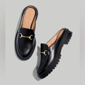 EUC MADEWELL BRADLEY LUGSOLE LOAFER MULE WITH GOLD HARDWARE